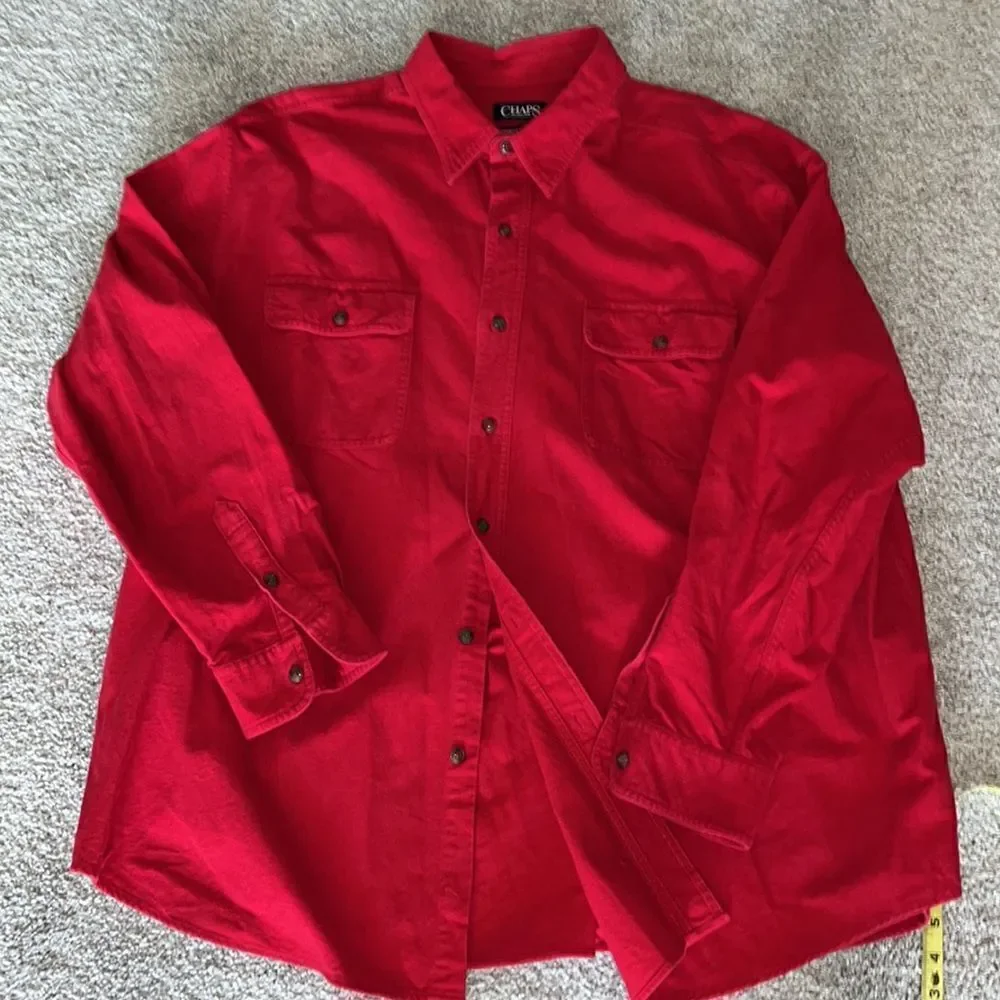 Chaps Mens Sunday Red Chamois Thick Cotton Double chest pocket work shirt 3XB